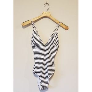 NWT Striped Crossed Back One Piece